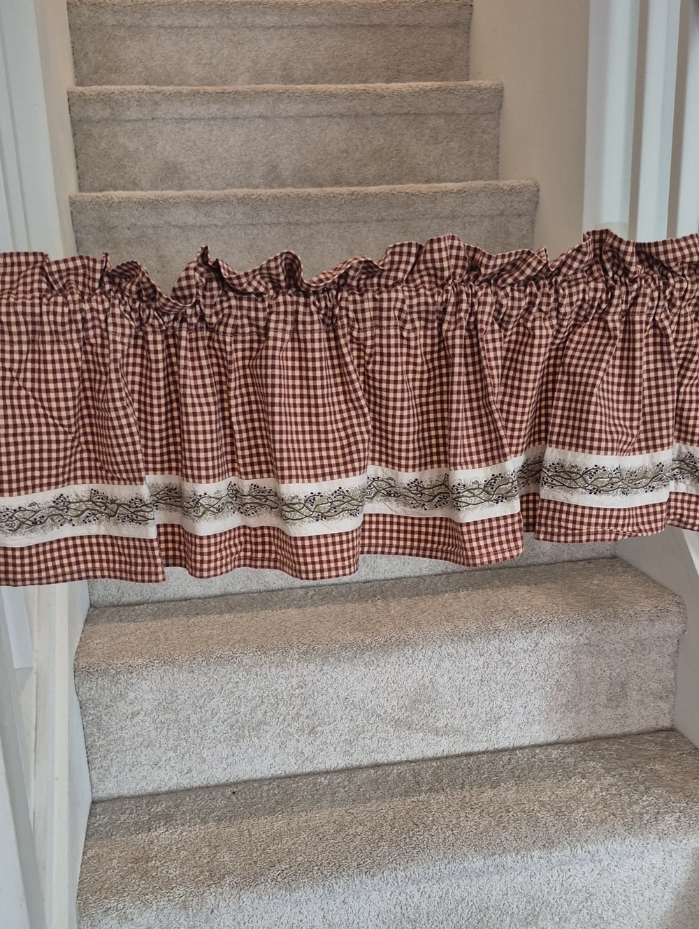 Reddish Brown Gingham Window Valance 70x13